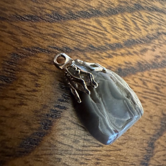Jewelry - New Old Stock Gray Stone Pendant with Gold Accent